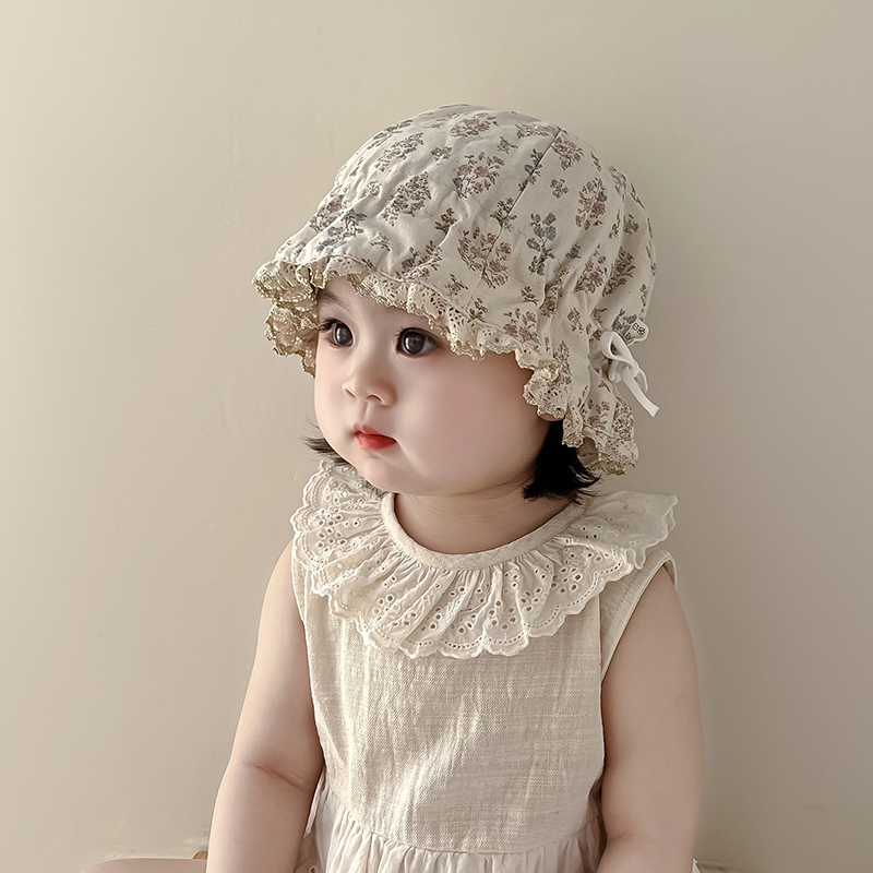 韩版宝宝帽子夏季薄款遮阳防晒宫廷帽婴儿小月龄护囱门胎帽渔夫帽