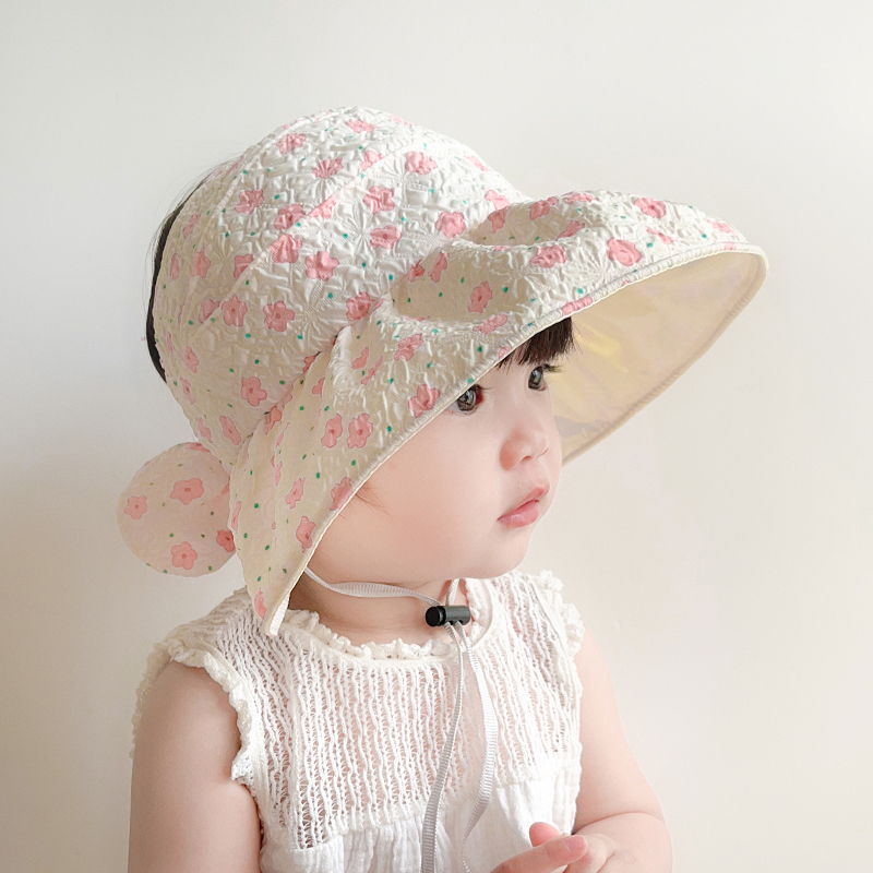儿童防晒帽夏季婴儿防紫外线薄款女宝宝遮阳大帽檐帽子女童太阳帽