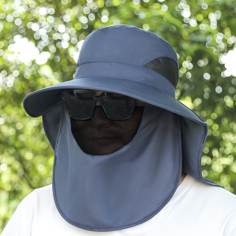 防晒口罩帽子一体女款夏季2024新款渔夫帽大帽檐太阳帽采茶遮阳帽