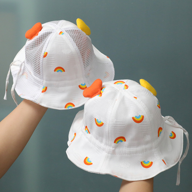 3-24个月可调节婴幼儿帽子春秋薄款纯棉盆帽夏遮阳网女宝宝渔夫帽