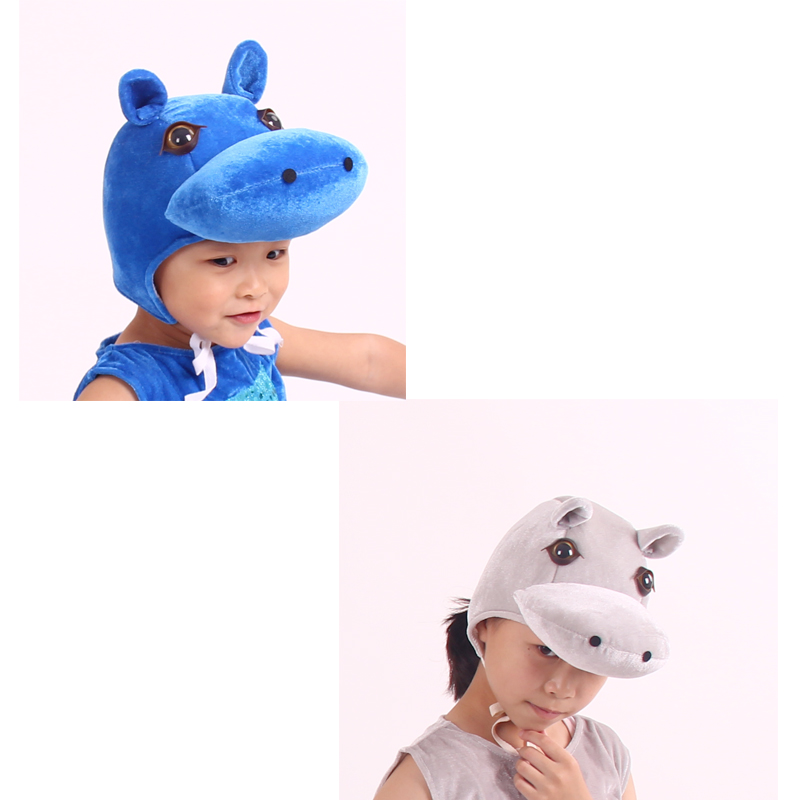 新品成人儿童亲子游戏舞台学生幼儿演出头饰动物造型河马表演帽子