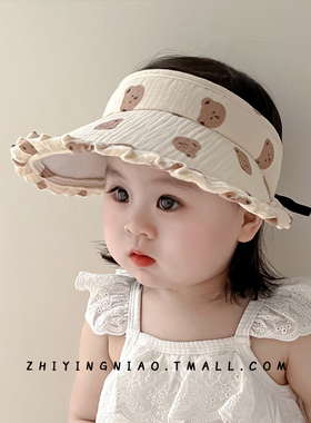 婴儿帽子夏季遮阳帽可爱超萌宝宝防晒帽防紫外线空顶帽儿童太阳帽