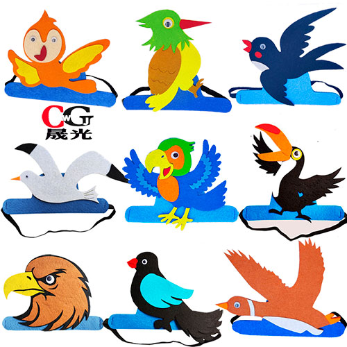 小鸟头饰帽子动物黄鹂鸟大雁海鸥头套幼儿园表演道具运动会卡通帽