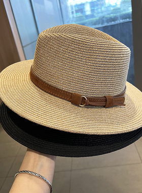 法式草帽女夏季出游海边防晒太阳帽子2024新款定型复古沙滩遮阳帽