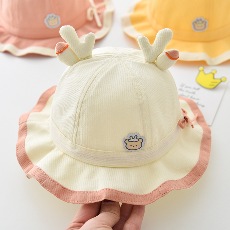 婴儿帽子春秋款薄款女宝宝渔夫帽夏季出游遮阳女童太阳帽防紫外线