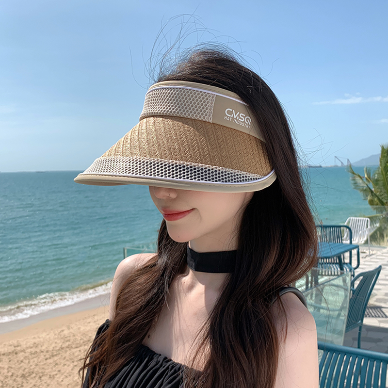 夏季防晒帽子女出游户外遮阳太阳帽优雅逛街透气空顶防紫外线草帽