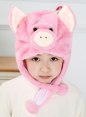 生肖儿童表演卡通粉色猪白色猪黑色小猪头饰 可爱小动物帽子包邮