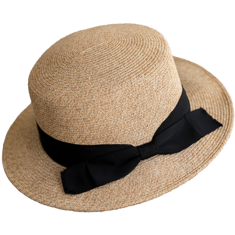 草帽女夏季大码遮阳帽女款时尚防晒帽子女士草编平顶太阳帽可折叠