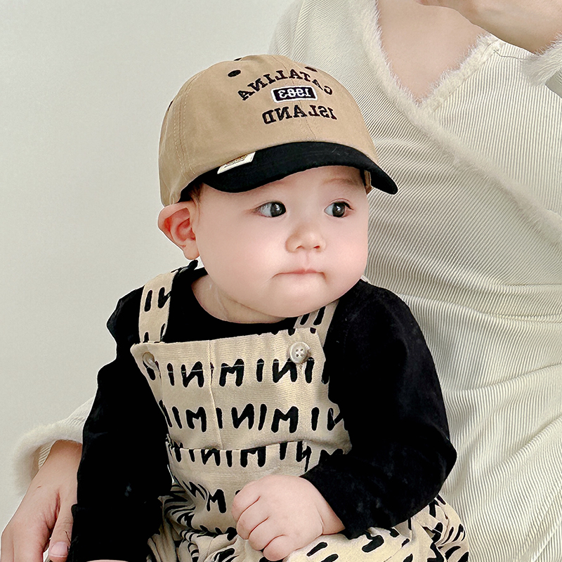 婴儿鸭舌帽春秋季拼色洋气小月龄遮阳帽子婴幼儿宝宝穿搭棒球帽