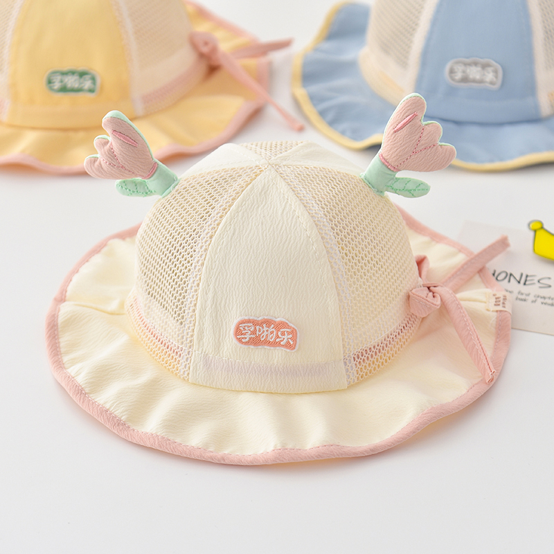 婴儿帽子夏季新款渔夫帽甜美女宝宝遮阳帽新生儿防晒帽小月龄盆帽