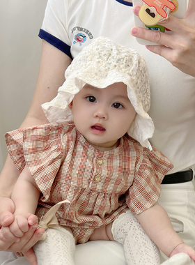 婴儿公主帽子夏季韩版洋气遮阳帽女童薄款小月龄女宝宝遮阳渔夫帽