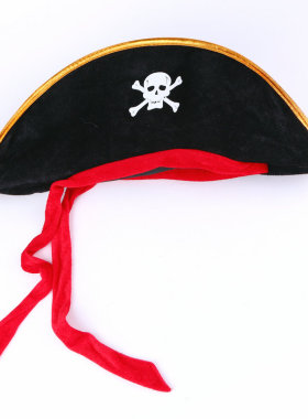 五娃争福 万圣节儿童节舞会帽子海盗帽红领巾海盗帽加勒比海盗帽