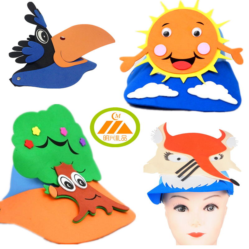 乌鸦和狐狸头饰幼儿园表演道具动物头套儿童帽子童话故事卡通面具