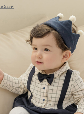 宝宝周岁生日礼服婴儿头饰男童绅士帽王冠帽子生日帽1岁头箍服装