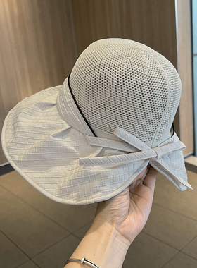 夏季户外渔夫帽女2024新款防紫外线遮阳帽子可折叠透气防晒太阳帽