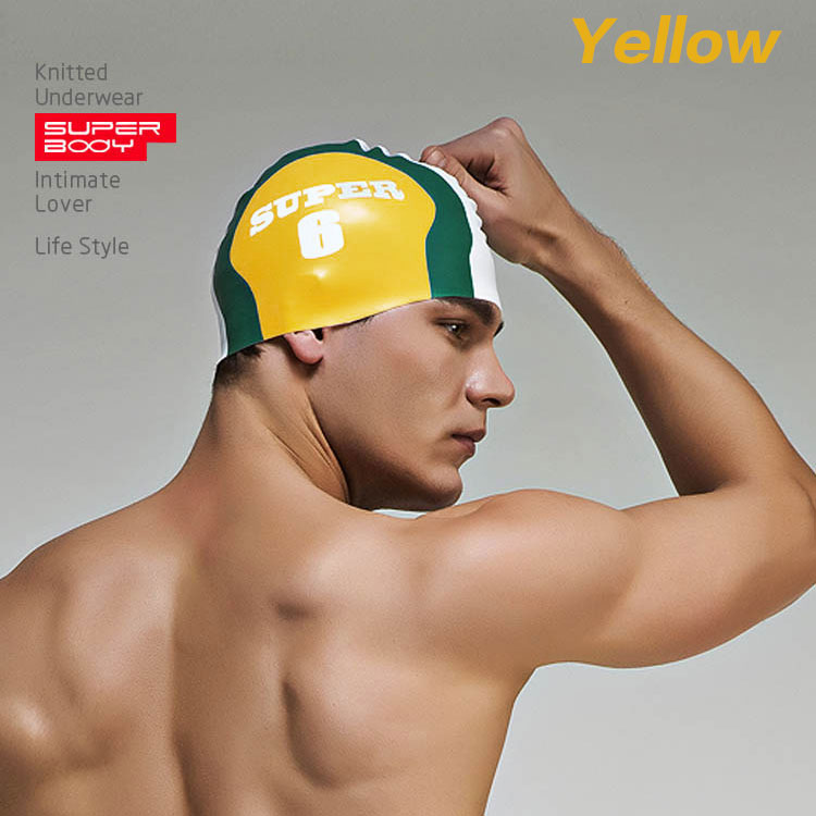 舒伯丁硅胶泳帽弹力贴合高效训练防水不勒头时尚拼色男士游泳帽子
