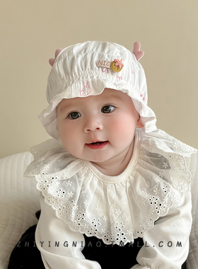 婴儿帽子春秋季薄款胎帽新生女宝宝渔夫帽夏季公主帽婴幼儿囟门帽
