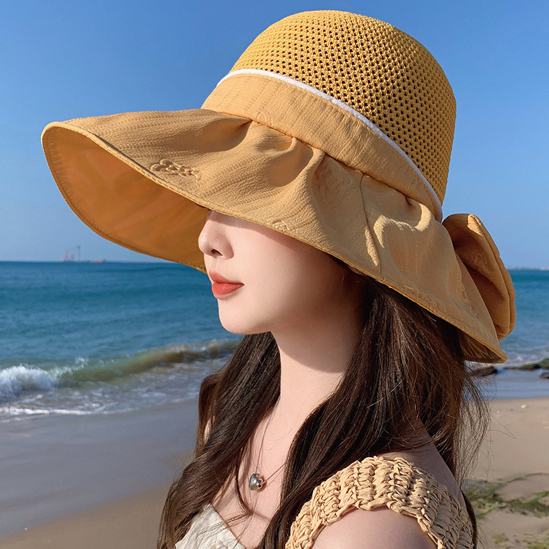 夏季甜美帽子女士遮阳帽小清新海边度假沙滩帽太阳帽防晒帽