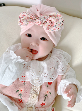 婴儿帽子春秋薄款女宝宝印度帽洋气可爱公主婴幼儿男宝新生儿胎帽