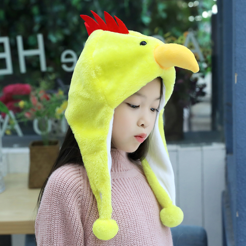 学校幼儿园儿童成人亲子表演动物黄鸡帽子卡通毛绒头套表演道具