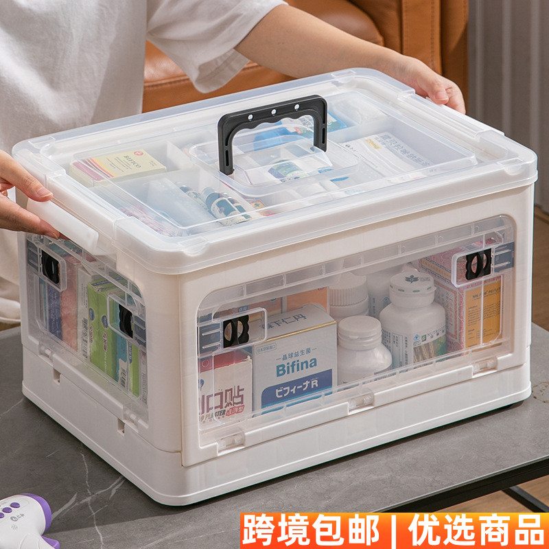 医药箱大容量家用收纳盒透明急救药箱可折叠收纳箱多层特大分类箱
