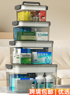 日式家用药箱家庭装药物收纳盒特大容量医药箱多层儿童药品小药盒