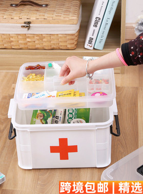 加厚塑料特大号医药箱白色家用分格手提收纳箱储物箱透明整理箱