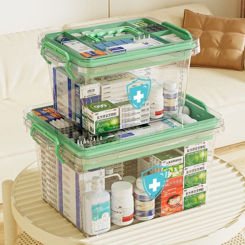 多层分格医药箱家用医药箱大容量药物收纳盒透明特大号医疗急救箱