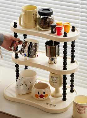 高颜值杯子收纳置物架桌面水杯茶杯多层收纳架咖啡杯放置架子新款