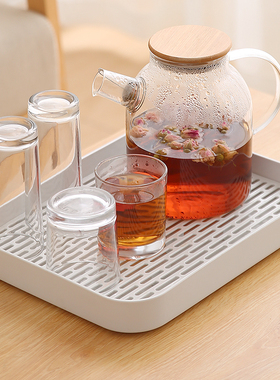 加厚托盘收纳置物架放水杯茶杯家用沥水茶盘双层杯架子桌面装玻璃