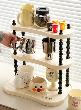杯子收纳架双层马克杯置物架茶杯托盘家用水吧桌面放咖啡水杯架子