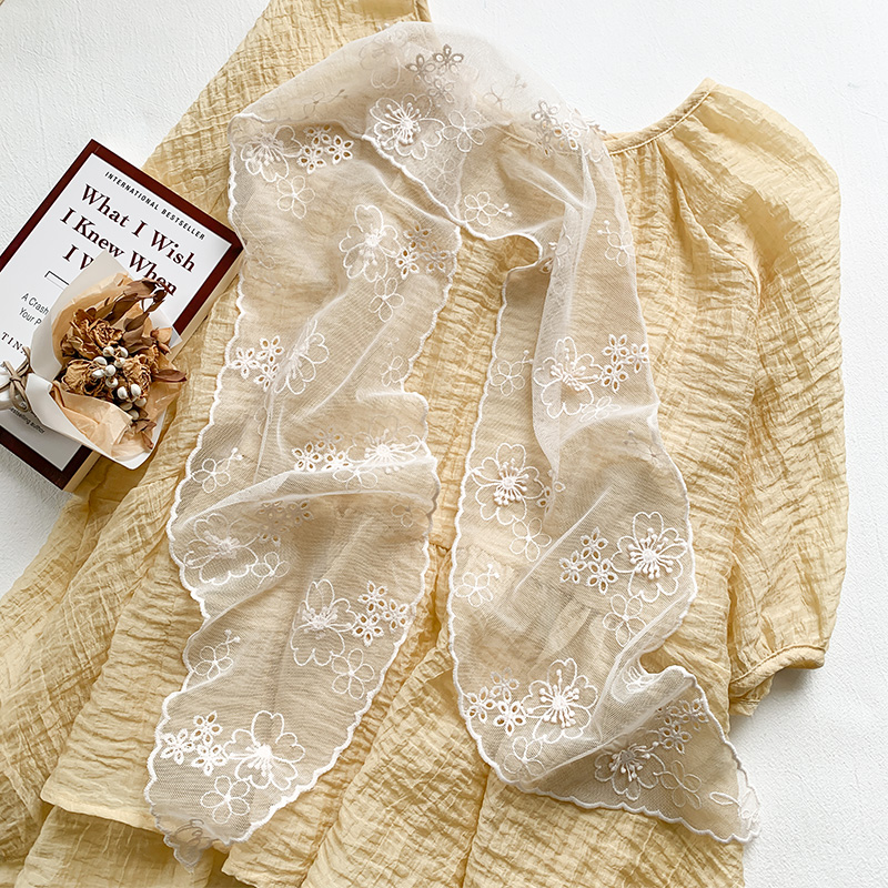 超仙蕾丝丝巾气质发带夏季薄款百搭多用系带纱巾丝带韩国潮流围巾