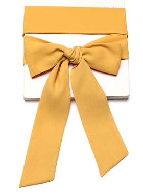 超细长条黄色雪纺衬衣飘带裙子腰带打蝴蝶结领带丝巾围巾可定制