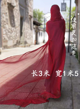 超大红丝巾旅游拍照披肩沙漠滩防晒薄款舞蹈纱巾海边青海西藏云南