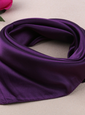 深紫色素色单色纯色丝巾夏季男女士韩版围巾公司统一工装职业方巾