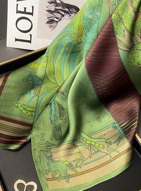 【印第安骑士】新款墨绿色高品质70方巾气质百搭衬衫搭配丝巾