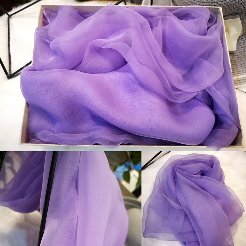 2021新款大披肩夏季外搭紫色冰丝舞蹈纱巾长款丝巾女春秋薄款围巾