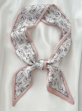 长条窄小丝巾女法式春秋夏季扎头编发带绑包包薄丝带飘带装饰领带