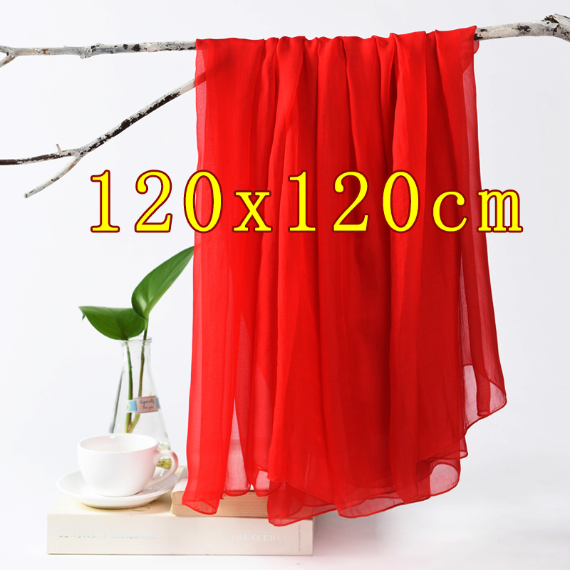 正四方形1米2x1米2丝巾中国大红色薄纱巾舞台表演跳舞演出围巾