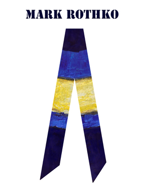 马克罗斯科抽象派油画克莱因蓝黄色飘带丝带长条窄丝巾发带绕包
