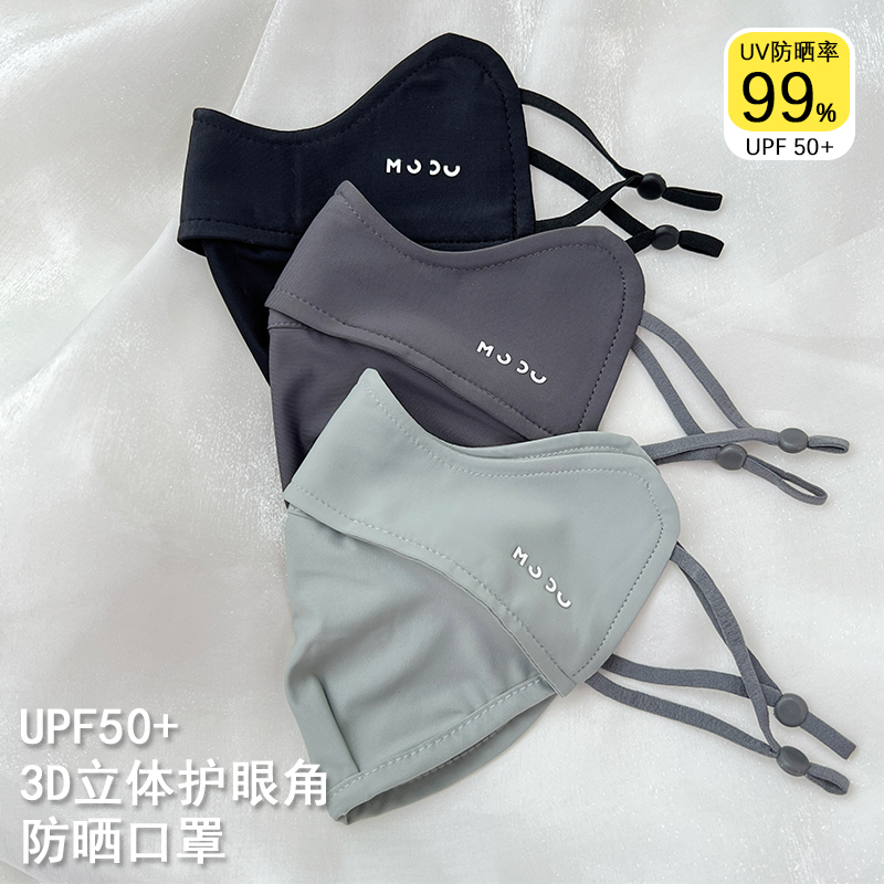 UPF50+防晒口罩女户外防紫外线透气护眼角面罩冰丝遮阳遮脸可清洗