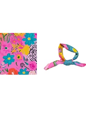 粉色灵感美学～Flora花卉抽象艺术绘画个性少女韩版方巾丝巾领巾