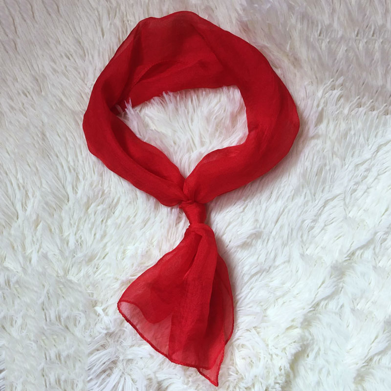 小丝巾女同学聚会活动中国红色领巾儿童舞蹈围巾长条款窄纱巾飘带