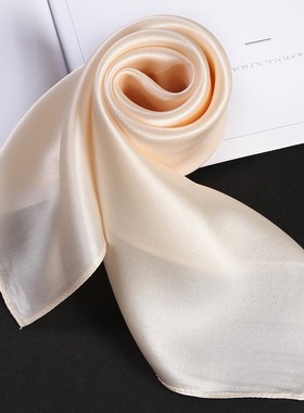 6A级杭州丝绸100%桑蚕丝小方巾米乳黄色遮阳遮脖子遮颈纹防晒丝巾