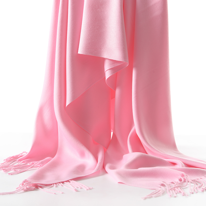 韩版女秋冬季新款纯色粉色保暖长款围巾薄款大规格办公室披肩两用