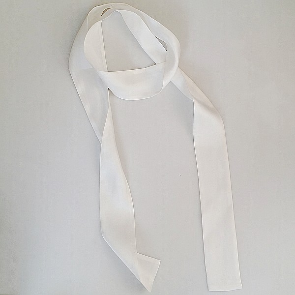 【缤纷丝语】真丝窄版丝巾白色领巾双层装饰扎发丝带创意diy扎染