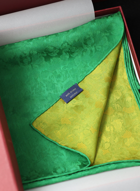 非遗花罗丨孔雀绿双面可用真丝重工卷边长条桑蚕丝围巾丝巾礼盒装