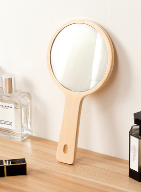 美容院专用高清小镜子木质手持纹绣手柄镜牙科便捷手拿化妆镜定制