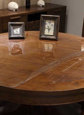 磨砂软胶板PVC不透明塑料世园桌布印花圆形桌面保护膜家用餐桌垫