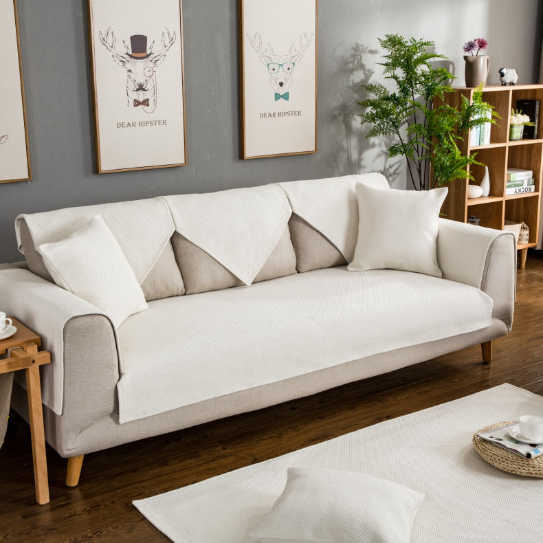 布艺沙发垫白色四季通用简约现代防滑沙发盖布坐垫沙发套罩盖巾